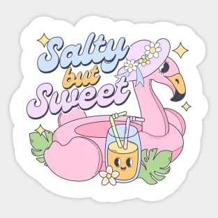 Salty but Sweet Flamingo Relaxing with a Drink Pool Day Sticker